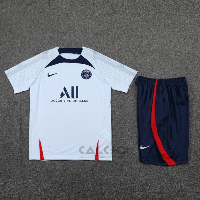 Tuta da Track Paris Saint-Germain Manica Corta 2022-2023 Bianco - Pantaloncini